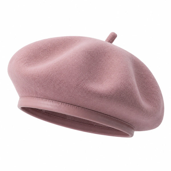 Béret femme taille unique rose en textile effet feutré style classique