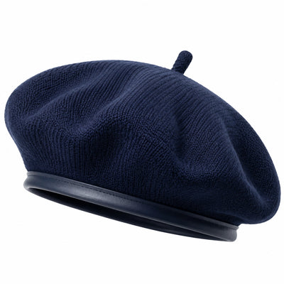 Béret taille unique en maille bleu marine style classique