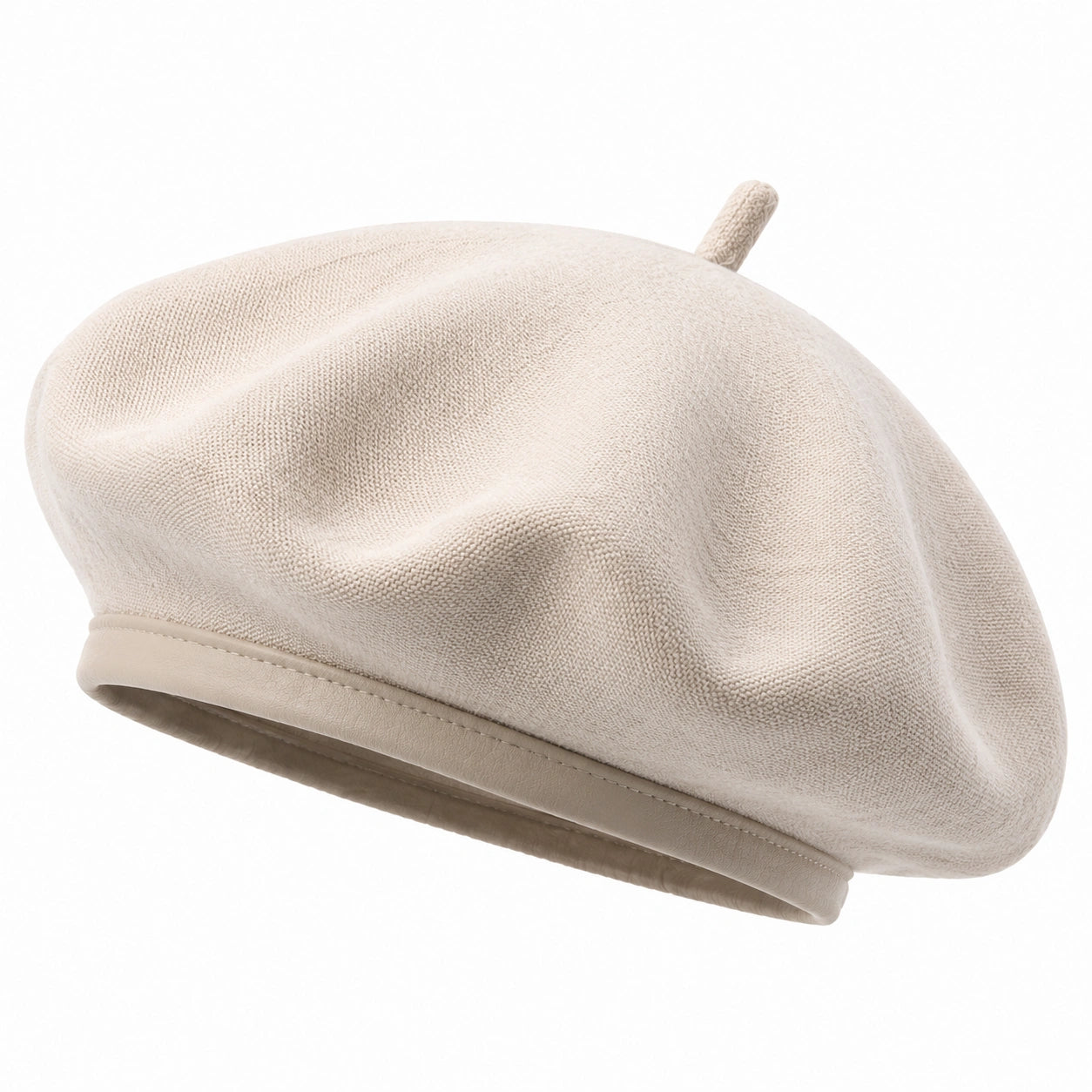 Béret taille unique en textile beige style classique