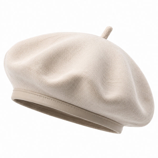 Béret taille unique en textile beige style classique
