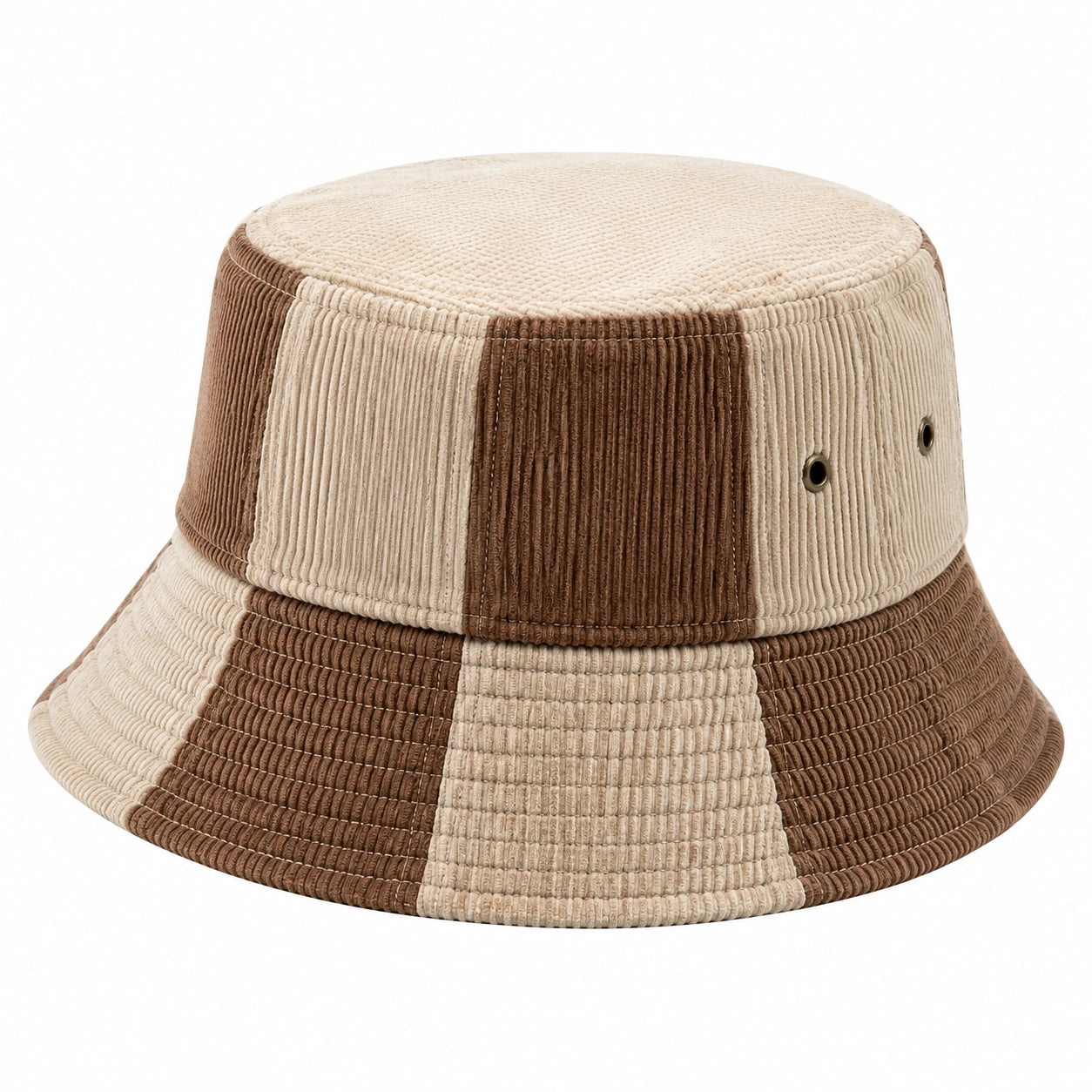 Chapeau bob taille unique en tissu côtelé beige et marron style décontracté