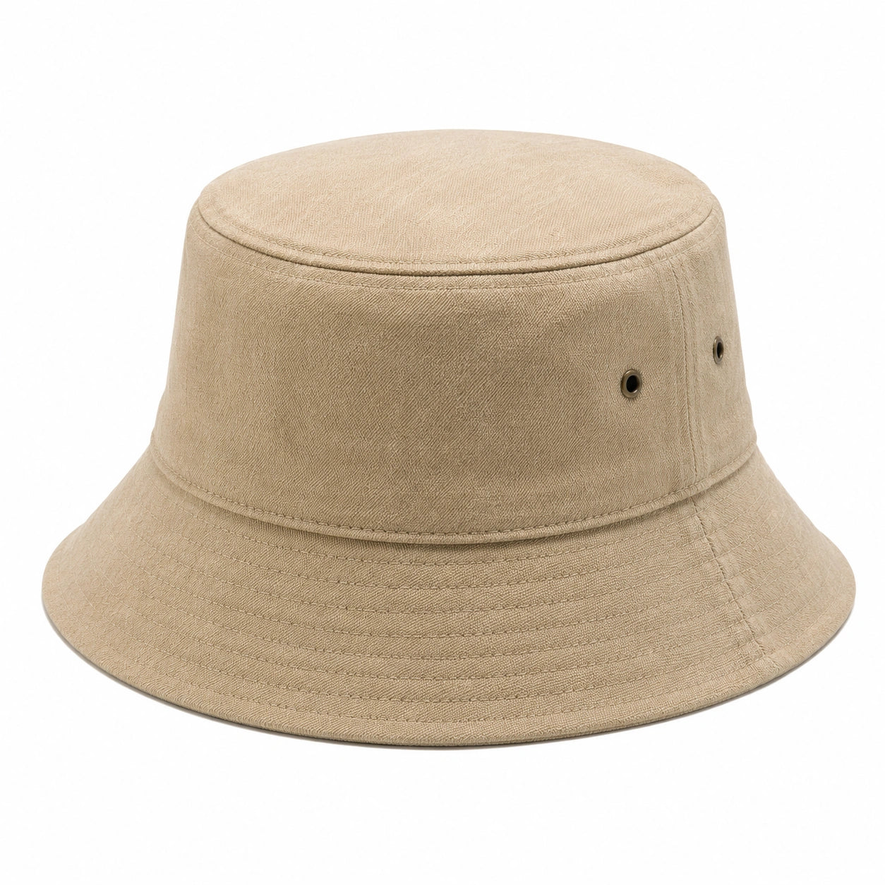 Chapeau bob taille unique en coton beige avec œillets style décontracté