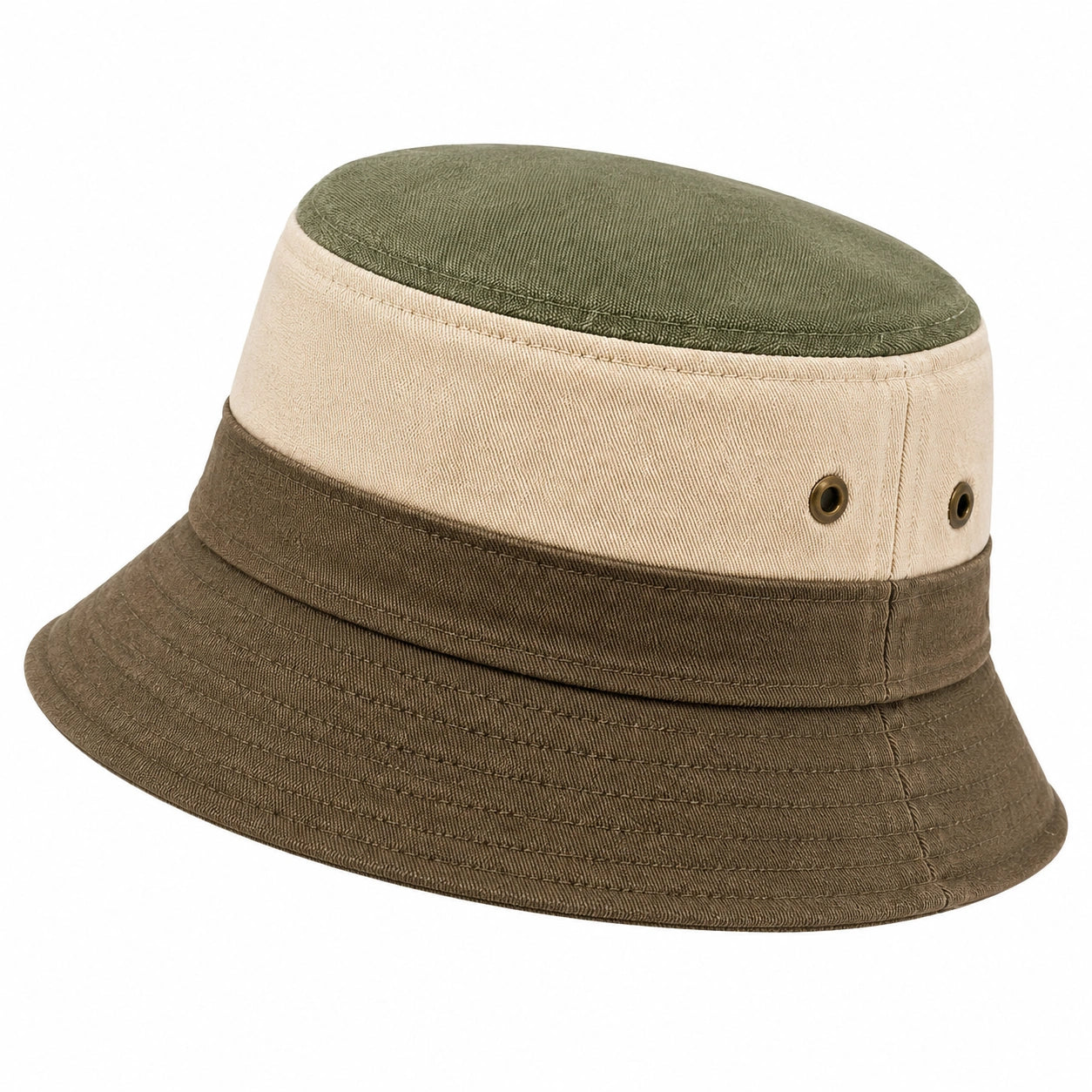 Chapeau bob taille unique en tissu kaki beige et vert style décontracté