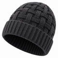 Bonnet taille unique en maille gris foncé à revers style torsadé