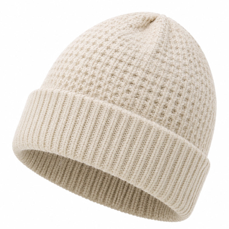 Bonnet taille unique en maille beige à revers pour usage quotidien