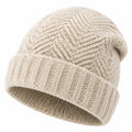 Bonnet en maille écru taille unique à revers style torsadé