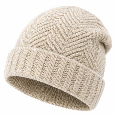 Bonnet en maille écru taille unique à revers style torsadé