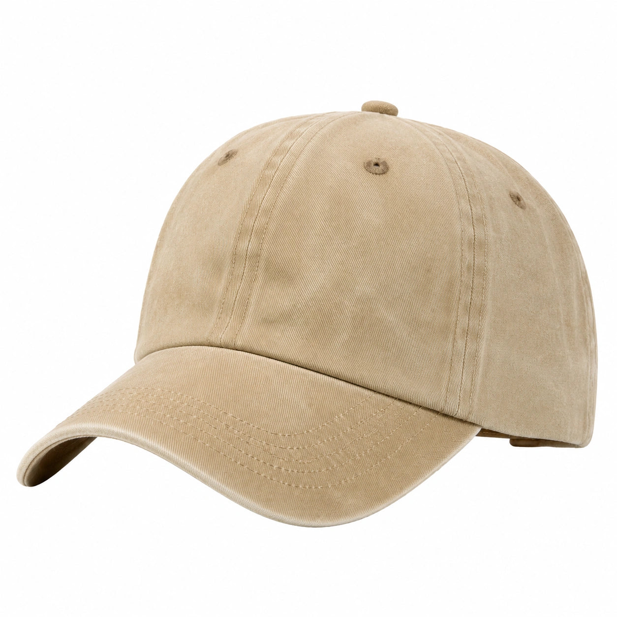 Casquette de baseball taille unique en tissu sergé beige ajustable