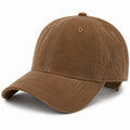 Casquette taille unique en tissu côtelé marron ajustable à visière courbée