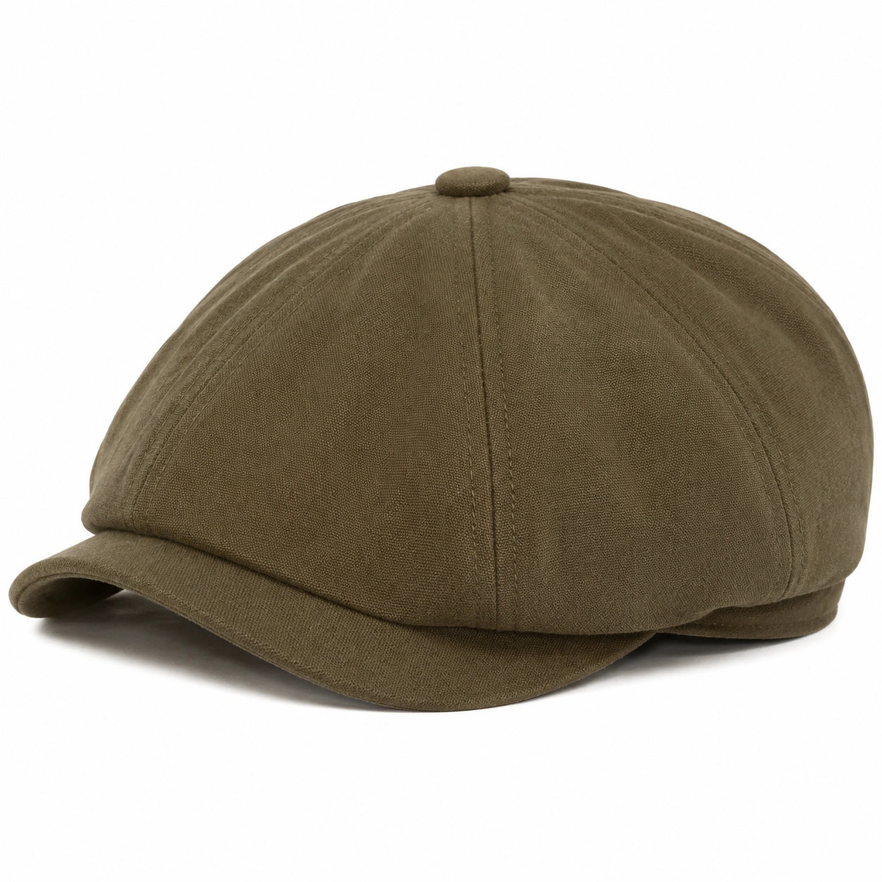 Casquette plate taille unique en tissu kaki style gavroche pour adulte