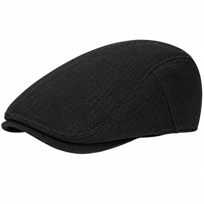 Casquette plate taille unique en tissu noir à motif chevrons style classique
