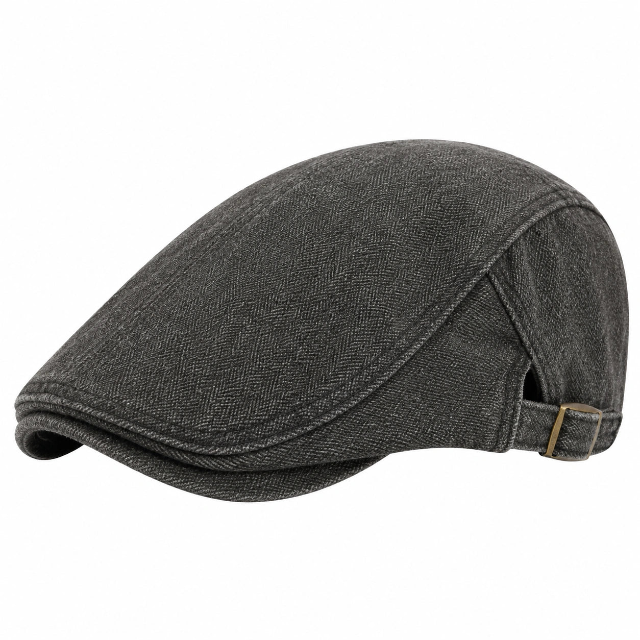 Casquette plate taille unique tissu gris anthracite réglable style classique