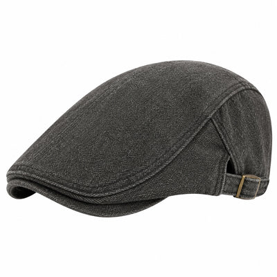 Casquette plate taille unique tissu gris anthracite réglable style classique