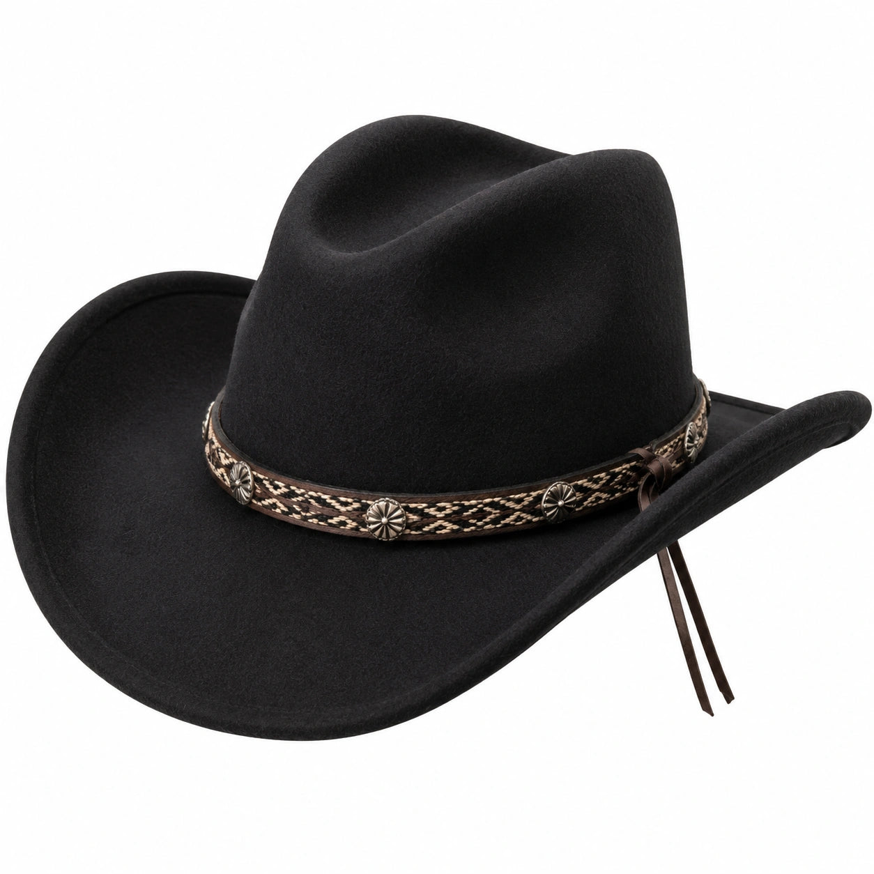 Chapeau cowboy taille unique noir en feutre à bord large style western