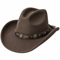 Chapeau cowboy taille unique marron aspect suédine avec bande décorative style western