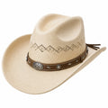 Chapeau cowboy taille unique en paille beige avec bande marron style western