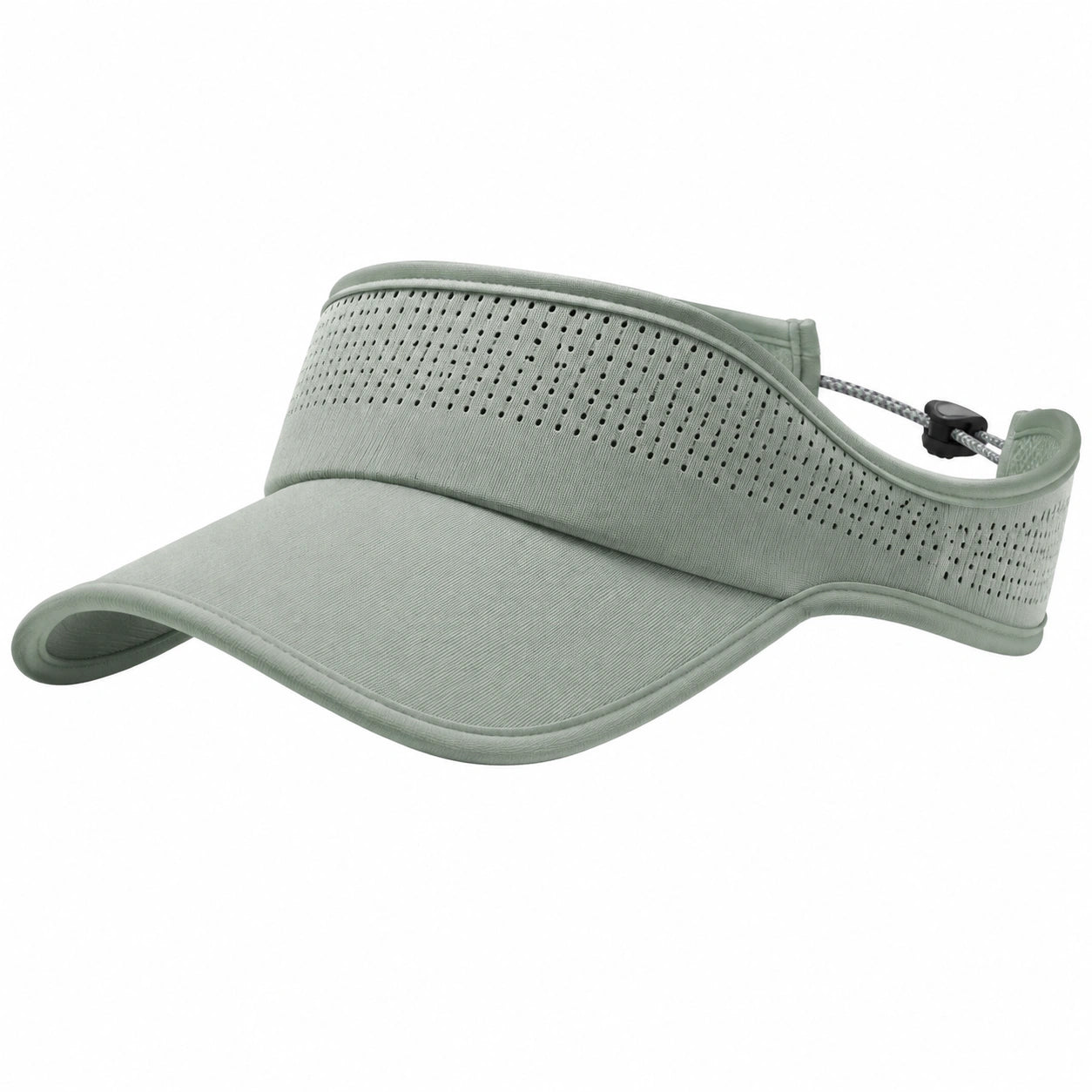 Visière de sport taille unique en textile vert sauge perforé réglable